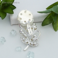 Брошь &laquo;Цветок&raquo;, роза нежная, цвет белый в серебре