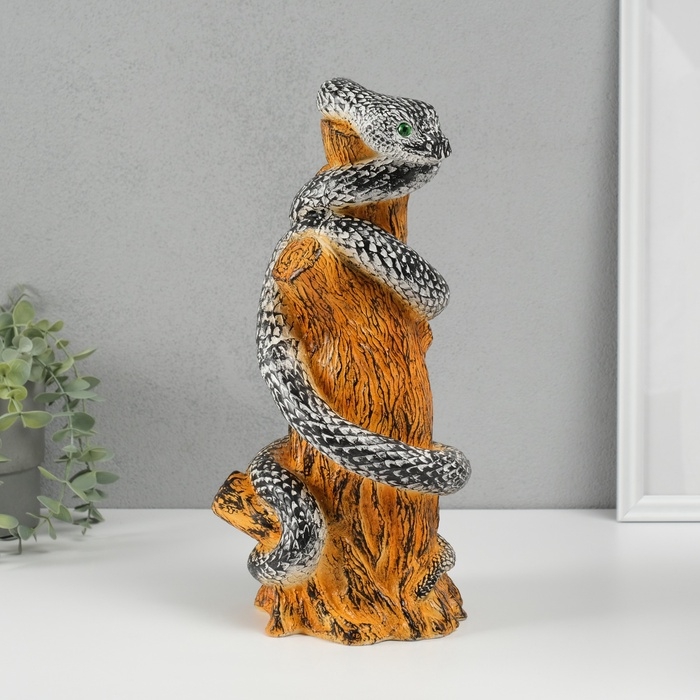 Новогодняя копилка Новогодняя копилка "Змея на пеньке" 33 х 14 х 15 см, черно-белый