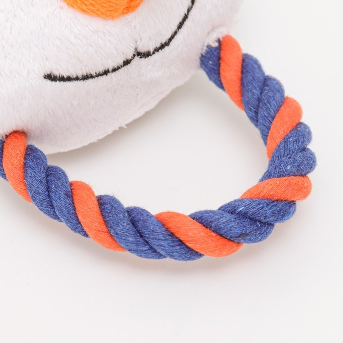 Игрушка мягкая для собак Игрушка мягкая для собак "Снеговик с канатом" с пищалкой