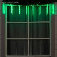 Гирлянда &laquo;Сосульки рифленые&raquo; 2.5 &times; 0.3 м, IP65, прозрачная нить, 192 LED, свечение зелёное с эффектом стекания, 12 В