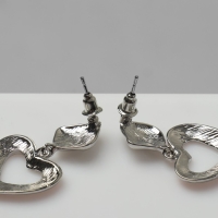 Серьги эмаль &laquo;Сердце&laquo; вдохновение, цвет розовый в серебре