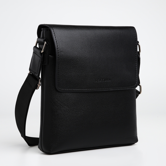 Сумка мужская через плечо TEXTURA, наружный карман, цвет чёрный Сумка мужская через плечо TEXTURA, наружный карман, цвет чёрный