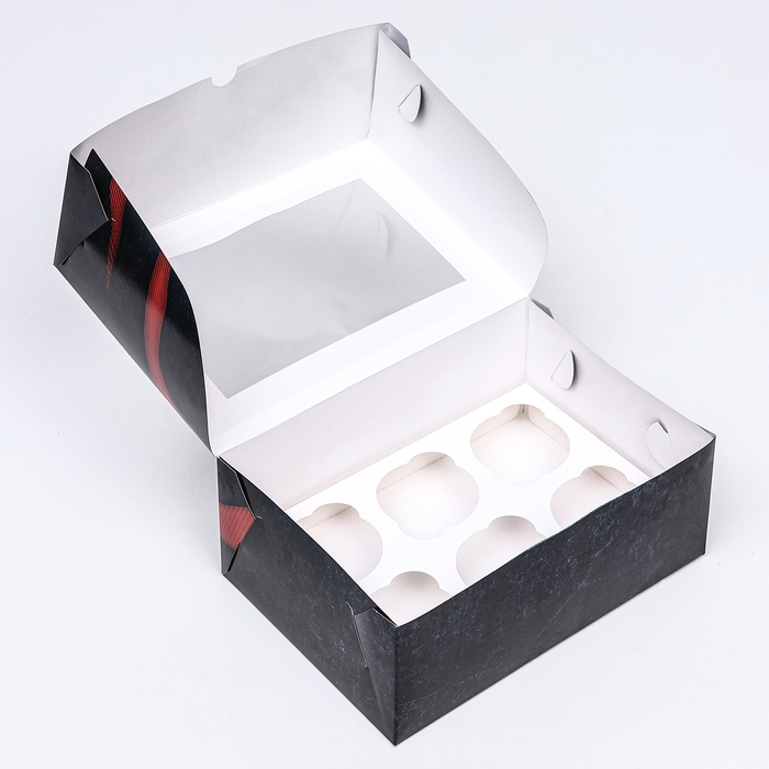 Упаковка на 6 капкейков с окном , "Самому смелому", 25 х 17 х 10 см