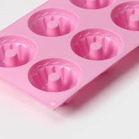 Форма для выпечки Доляна &laquo;Немецкий кекс&raquo;, силикон, 17&times;27 см, 6 ячеек (d=7 см), цвет розовый