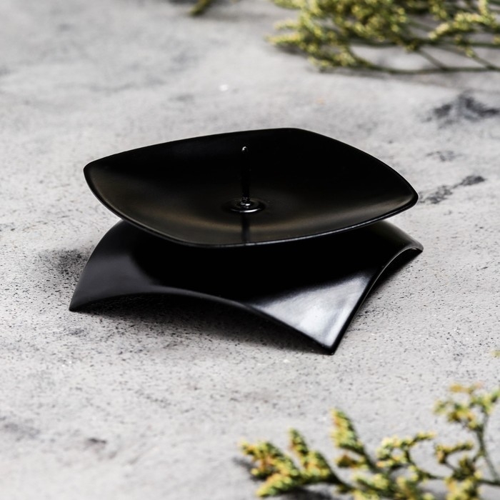 Подсвечник "Кварта Н" металл на 1 свечу,  9,5х3 см, черный