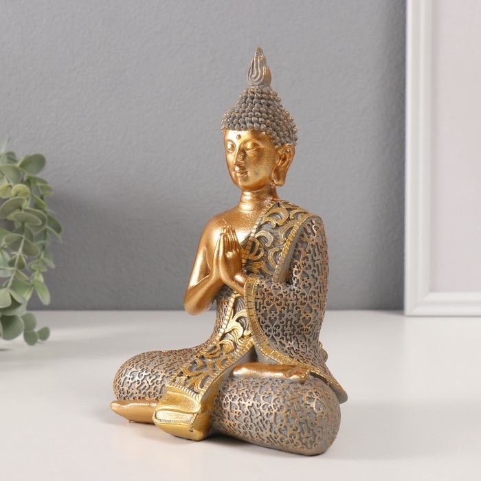 Сувенир полистоун Сувенир полистоун "Будда - Мудра Намаскара" золотой 9,5х13,5х19,5 см