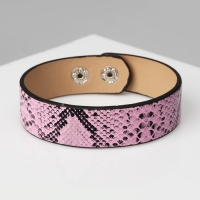 Браслет кожа &laquo;Сафари&raquo; питон, цвет чёрно-розовый, 22 см