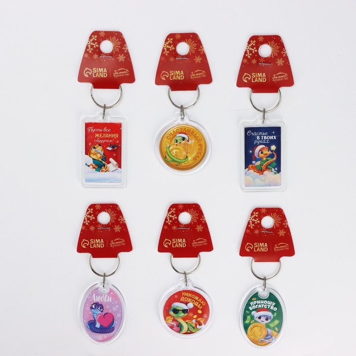 Брелок новогодний, для ключей &laquo;Счастье в твоих руках&raquo; микс из 6 шт