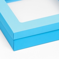 Коробка подарочная складная, упаковка, крышка-дно, бирюзовая, с окном 30 х 30 х 8 см