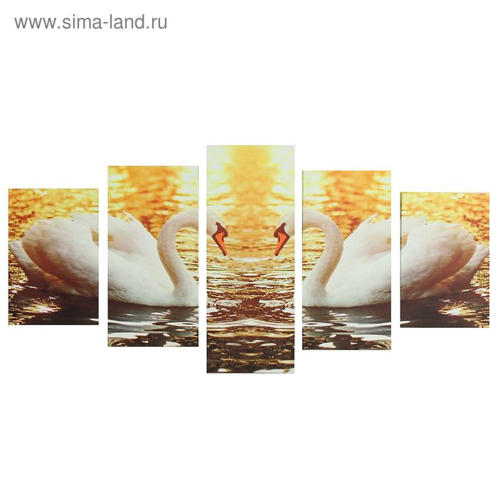 Картина модульная на подрамнике "Лебеди" 2-20х30; 2-20х40; 1-20х50, 50*110 см