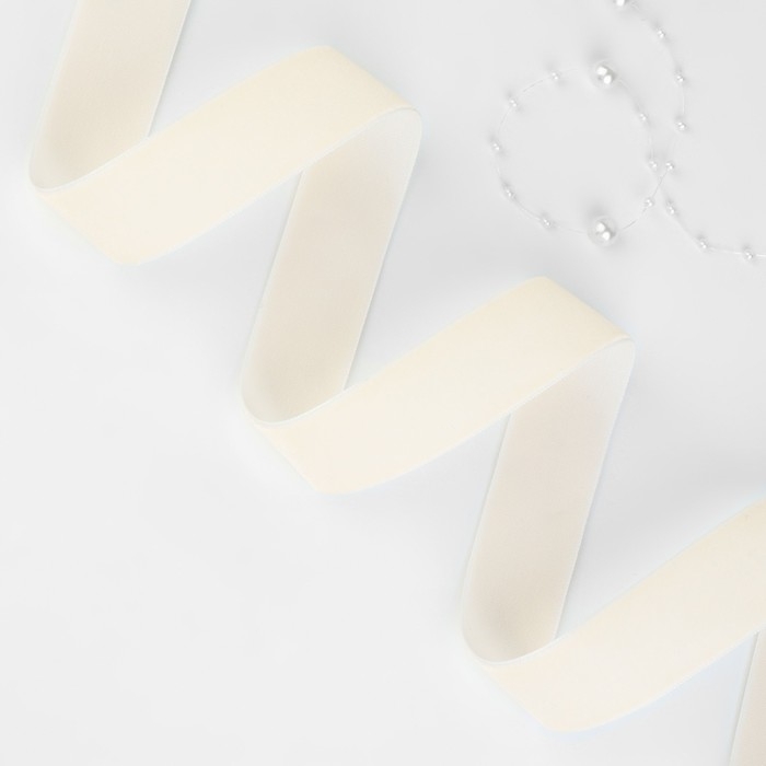 Лента бархатная, 25 мм, 18 ± 1 м, цвет молочный №08 Лента бархатная, 25 мм, 18 ± 1 м, цвет молочный №08