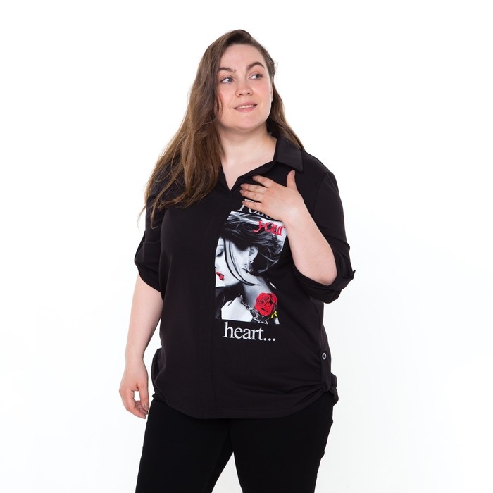 Сорочка женская, цвет черный, размер 52