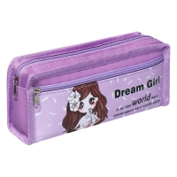 Пенал школьный на молнии Calligrata "Аниме", 2 отделения, сиреневый Пенал школьный на молнии Calligrata "Аниме", 2 отделения, сиреневый