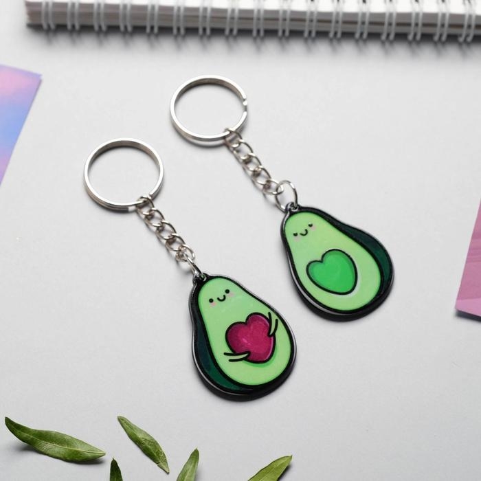 Брелок для ключей парный &laquo;Авокадо&raquo;, акриловый, 13,3 х 8