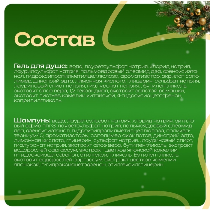 Новогодний подарочный набор косметики &laquo;Мастерская Деда Мороза&raquo; для душа и ванны, красная серия