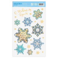 Наклейки новогодние на окна &laquo;Снежинки&raquo;, многоразовые, 20 х 34 см, Новый год