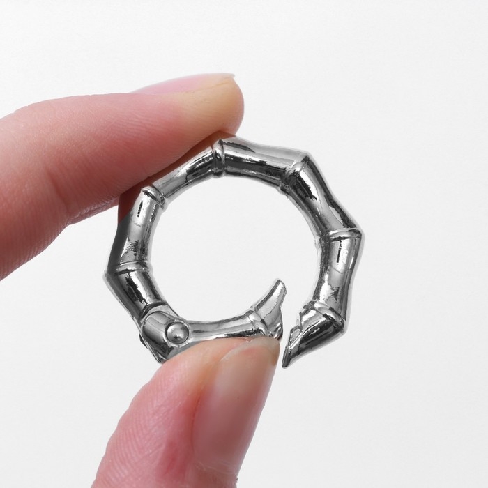 Кольцо-карабин &laquo;Бамбук&raquo;, d = 19/31 мм, толщина - 4 мм, 5 шт, цвет серебряный