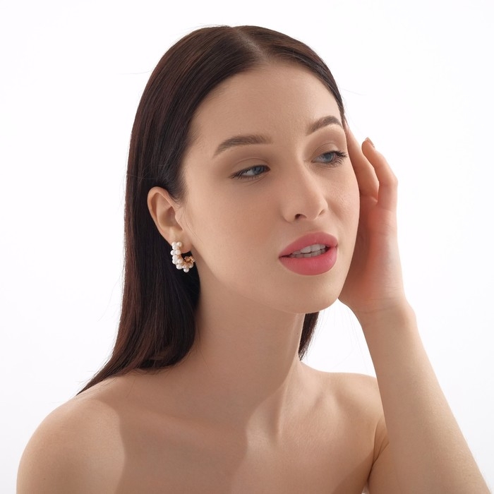 Серьги с жемчугом &laquo;Лунная тропа&raquo;, цвет белый в золоте