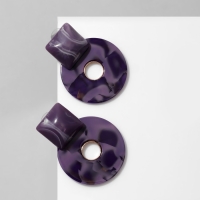 Серьги акрил &laquo;Круг&raquo; с квадратом, цвет чёрно-фиолетовый в золоте