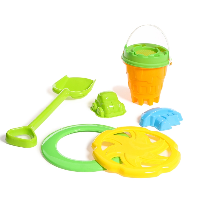 Песочный набор №3 «Пончик»: ведро, сито, кольцо, звезда, 2 формочки, лопата, МИКС Песочный набор №3 «Пончик»: ведро, сито, кольцо, звезда, 2 формочки, лопата, МИКС