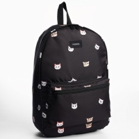 Рюкзак школьный текстильный «Коты», 42х14х28 см, цвет чёрный Рюкзак школьный текстильный «Коты», 42х14х28 см, цвет чёрный