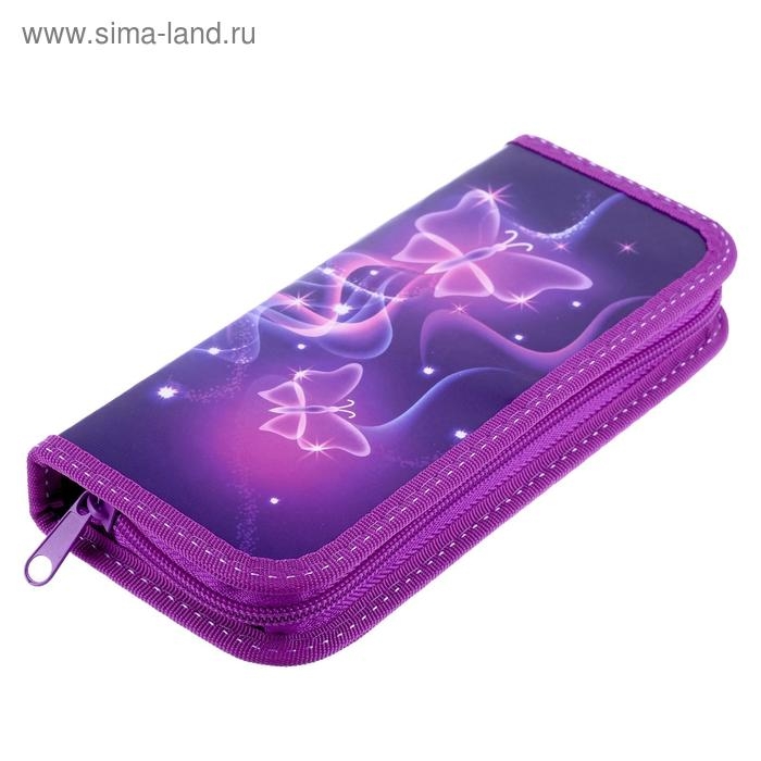 Пенал 1 секция, 90 х 195 х 25 мм, Calligrata Пенал 1 секция, 90 х 195 х 25 мм, Calligrata "Бабочки неоновые", ламинированный картон