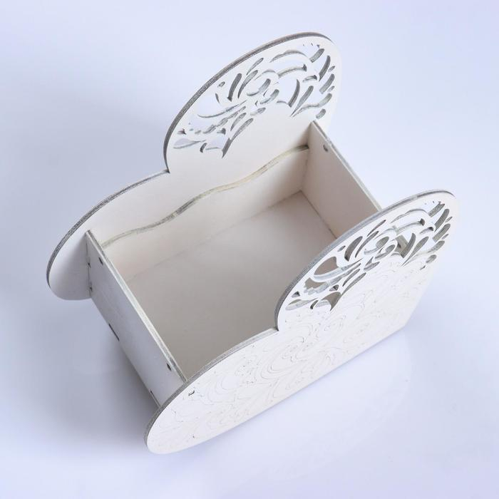 Кашпо деревянное Кашпо деревянное "Сердце ажурное", белый, 18×8.6×14 см