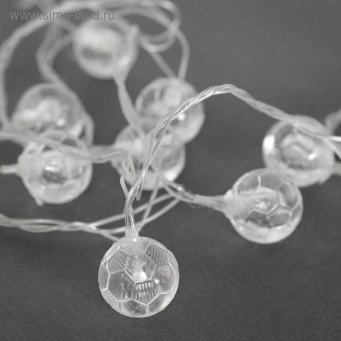 Гирлянда &laquo;Нить&raquo; 5 м с насадками &laquo;Футбольный мяч&raquo;, IP20, прозрачная нить, 30 LED, свечение тёплое белое, 8 режимов, 220 В