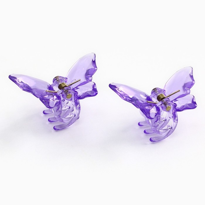 Краб для волос в форме бабочек &laquo;Самой волшебной&raquo;, 2 шт., 4 х 3 х 2.5 см