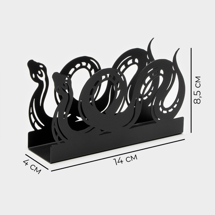 Салфетница Magistro &laquo;Змея&raquo;, 14&times;4&times;8,5 см, цвет чёрный
