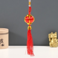 Подвеска пластик, текстиль "Китайский фонарик с колокольчиком" 4х4х18 см Подвеска пластик, текстиль "Китайский фонарик с колокольчиком" 4х4х18 см