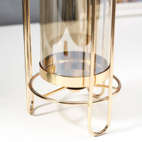 Подсвечник металл на 1 свечу "Стакан в оправе" золото 30х11х11 см