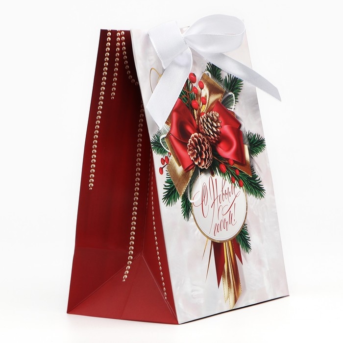 Пакет подарочный новогодний с лентой &laquo;Новый год&raquo;, 13 х 19 х 9 см , Новый год