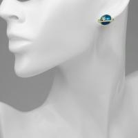 Серьги эмаль &laquo;Ночь&raquo; полумесяц, цвет сине-зелёный в золоте