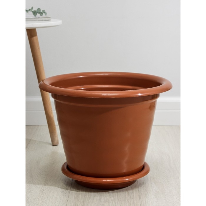 Горшок для цветов с поддоном &laquo;Виола&raquo;, 16 л, пластиковый, коричневый