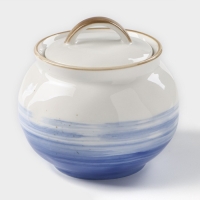 Сахарница фарфоровая с крышкой Доляна &laquo;Космос&raquo;, 400 мл, цвет синий