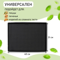 Коврик перфорированный прямоугольный Доляна, силикон, 40&times;31&times;1 см, цвет чёрный
