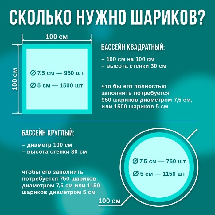 Шарики для сухого бассейна с рисунком, диаметр шара 7,5 см, набор 30 штук, цвет бирюзовый, белый, серый