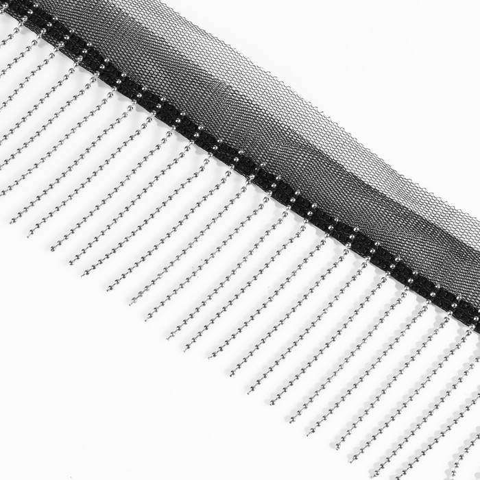 Тесьма металлизированная &laquo;Бахрома&raquo;, 5 см, 4,5 &plusmn; 0,5 м, цвет чёрный