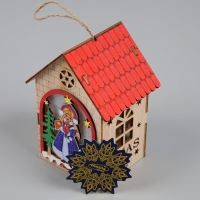 Ёлочная игрушка &laquo;Домик со Снегурочкой&raquo;, от батареек, свечение тёплое белое