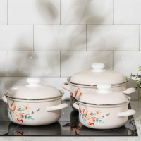 Набор эмалированных кастрюль &laquo;Унесенные ветром&raquo;, 3 предмета: 1.5 л, 2 л, 3 л, индукция