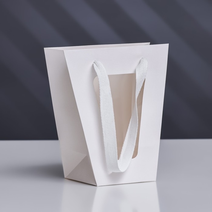 Пакет-переноска для цветов 10 &times; 10 &times; 20 х 18 см, белый