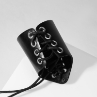 Браслет кожа &laquo;Манжета&raquo; на шнуровке, средний, цвет серебряно-чёрный,