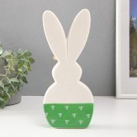 Сувенир керамика "Зайка спящий, с ромашкой на ухе" бело-зелёный 10,4х4,3х23,7 см Сувенир керамика "Зайка спящий, с ромашкой на ухе" бело-зелёный 10,4х4,3х23,7 см