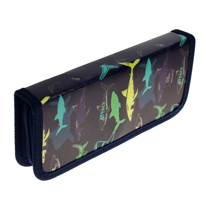 Пенал 1 секция, 90 х 195 х 25 мм, Calligrata Пенал 1 секция, 90 х 195 х 25 мм, Calligrata "Акула", ламинированный картон