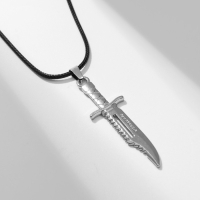 Кулон мужской «Кинжал» гладкий, цвет серебро на чёрном шнурке, 45 см Кулон мужской «Кинжал» гладкий, цвет серебро на чёрном шнурке, 45 см