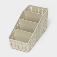 Органайзер &laquo;Вязание&raquo;, 4 секции, цвет белый ротанг