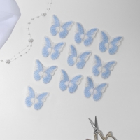 Вязаные элементы &laquo;Бабочки двухцветные&raquo;, 5 &times; 4 см, 10 шт, цвет голубой/белый