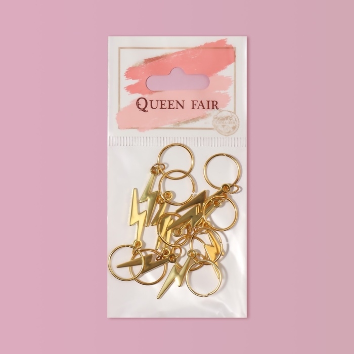 Пирсинг для волос &laquo;Молния&raquo;, 4,1 &times; 1,3 см, 10 шт, цвет золотистый