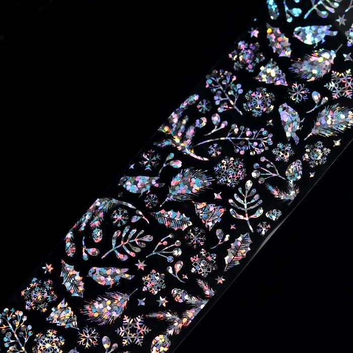 Новый год! Фольга для ногтей &laquo;Ветви и снегири&raquo;, переводная, 4 &times; 50 см, голография